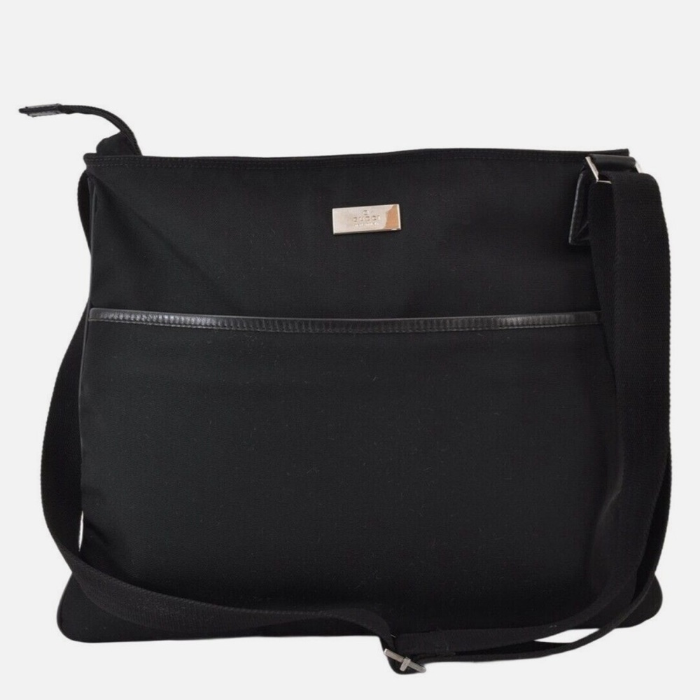 Authentic Vintage GUCCI Shoulder Cross Bag Nylon Leather 141198 Black 1259K